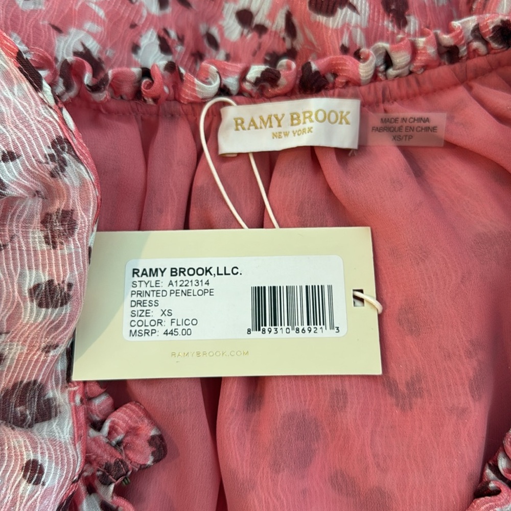 Ramy Brook Pink Floral Ruffled Penelope Mini Dress NWT - Picture 10 of 10